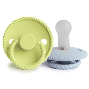 FRIGG Rope - Round Silicone 2-Pack Pacifiers - Green Tea/Powder Blue - Size 2